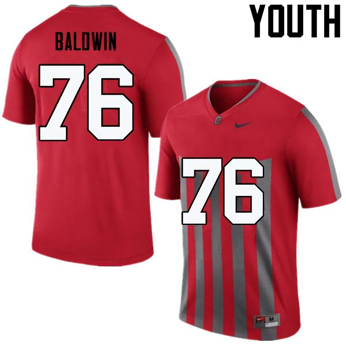 Darryl Baldwin Ohio State Buckeyes Youth NCAA #76 Nike Throwback Red College Stitched Football Jersey YHO2256ID